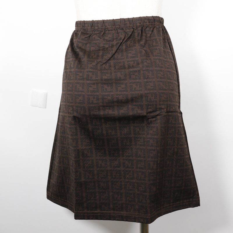 Fendi Zucca Nylon Brown Women's Mini Skirt