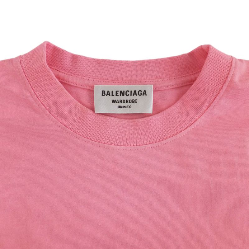 Balenciaga T-shirt Pink Short Sleeve Crew Neck Notation Size XXS