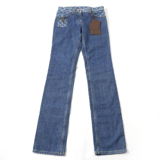 Louis Vuitton 100% Cotton Monogram Denim Pants Bottoms Indigo 38 Made In Italy