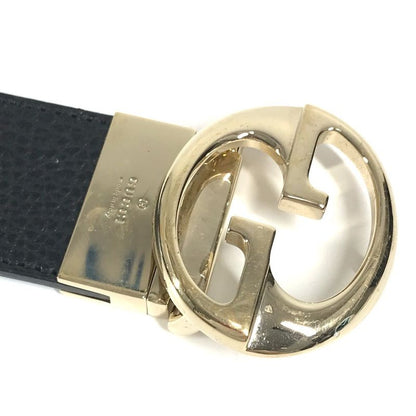 Gucci Belt Double G GG Logo 450000 Leather Black