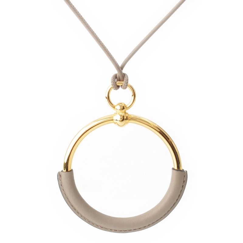 Hermes Loop Grand Vorsoft Leather Aluminum Gold Necklace Glazed Gold