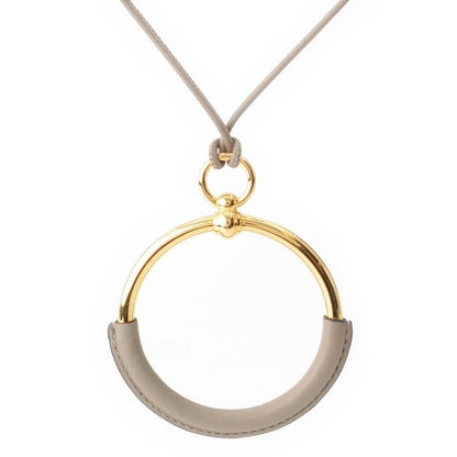 Hermes Loop Grand Vorsoft Leather Aluminum Gold Necklace Glazed Gold