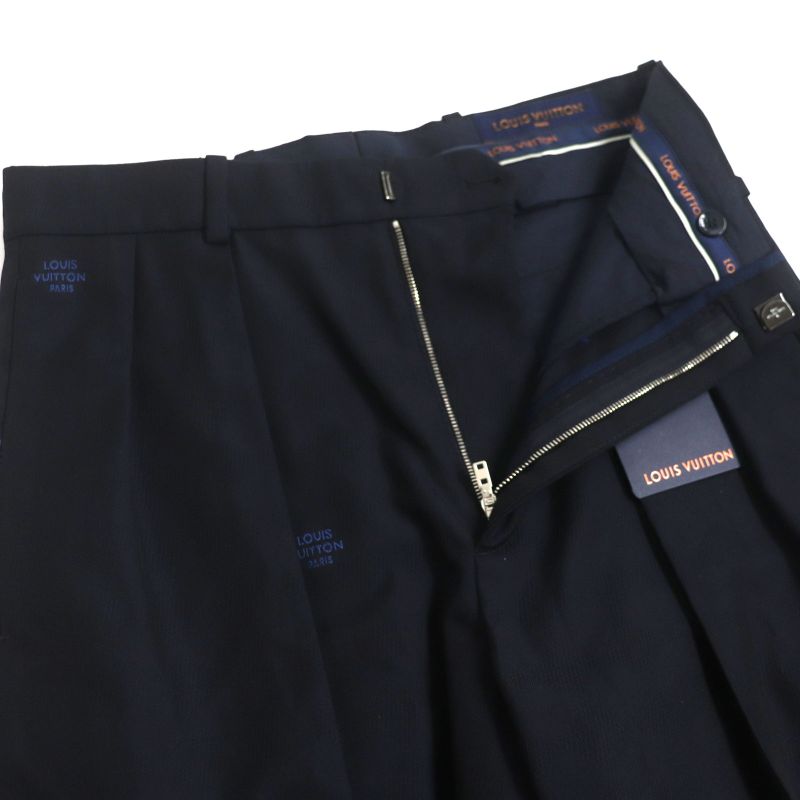 Louis Vuitton 22AW Wool Cotton Damier Tailored Shorts Navy 36 Made In Italy