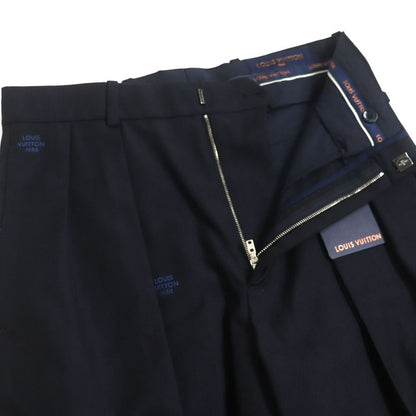 Louis Vuitton 22AW Wool Cotton Damier Tailored Shorts Navy 36 Made In Italy