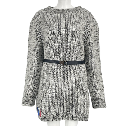 Louis Vuitton Wool Leather Dress Long Sleeves Knit Sweater Belt Box Black And