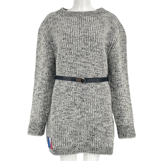 Louis Vuitton Wool Leather Dress Long Sleeves Knit Sweater Belt Box Black And