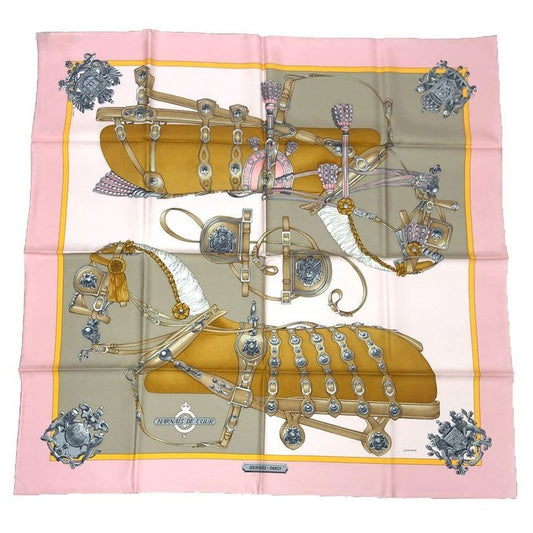 Hermes Scarf Carre 90 Harnais de COUR Court Harness Pink