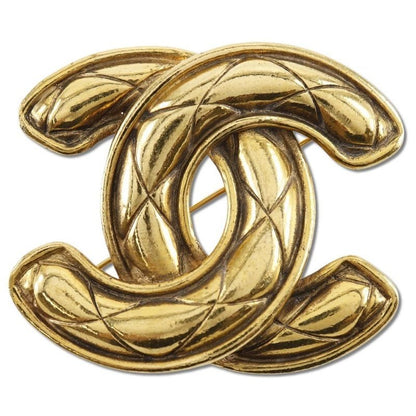 Chanel Coco Mark Quilted Vintage Gold Plated 32.5 g Brooch