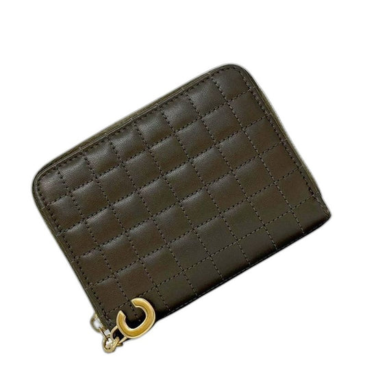 Celine Coin Case Khaki Green Purse Leather