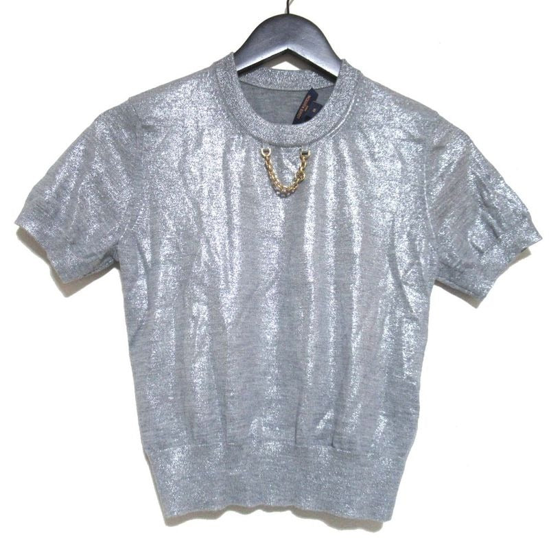 Louis Vuitton Logo Chain Short Sleeve Knit Cut and Sewn M Size Silver 23SS