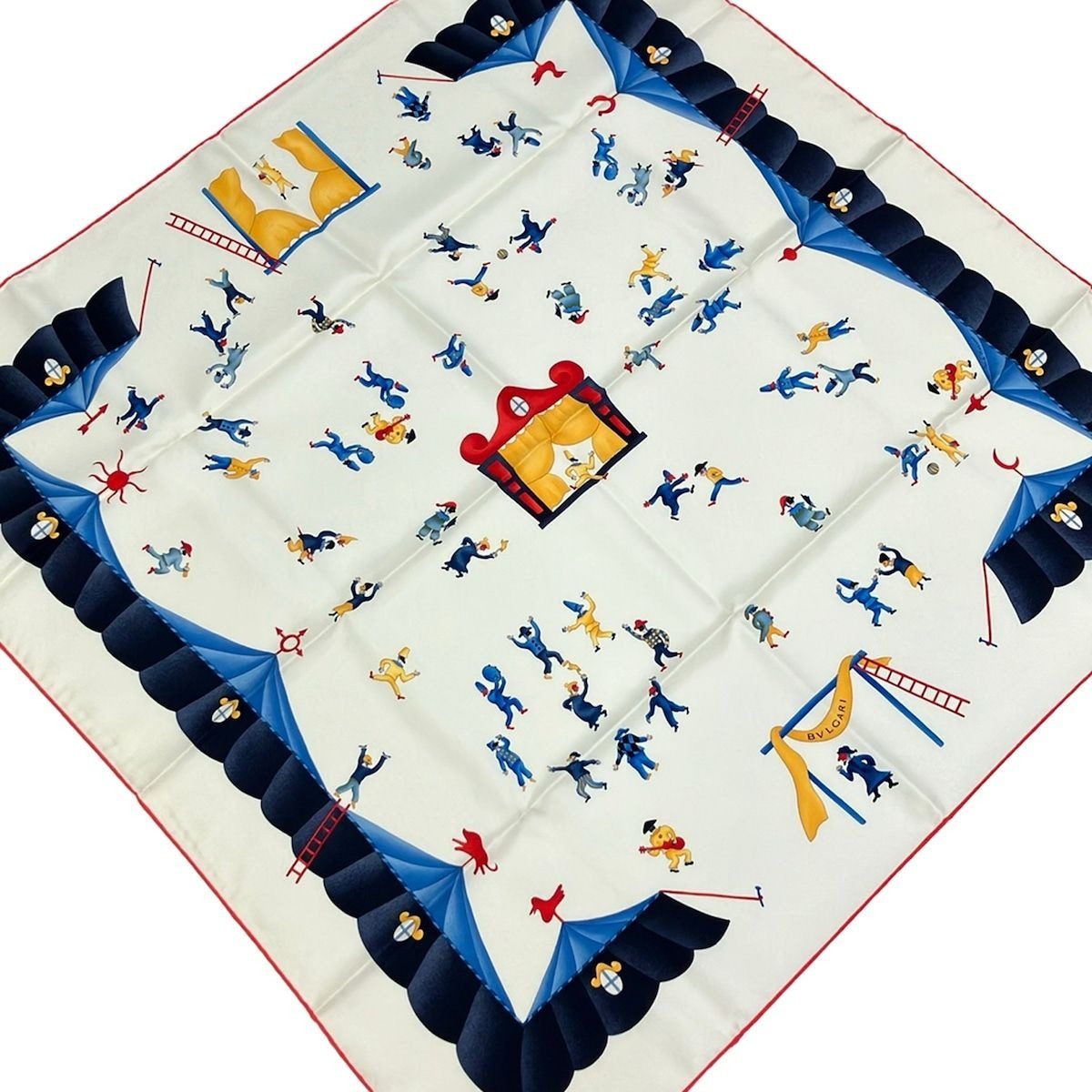 Bvlgari Scarf Ivory Dark Navy Red Girotondo Di Marionette