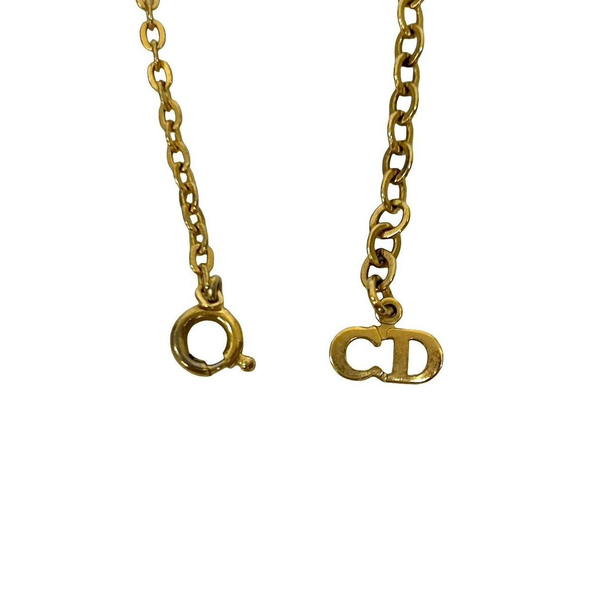 Dior Christian Logo Motif Chain Necklace Pendant Gold — view 3