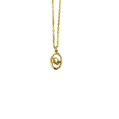Dior Christian Logo Motif Chain Necklace Pendant Gold — view 4
