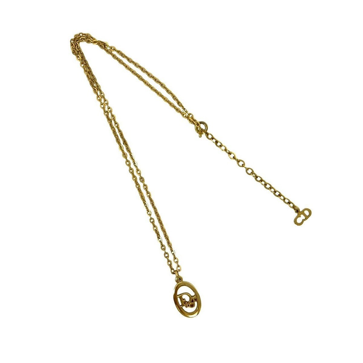Dior Christian Logo Motif Chain Necklace Pendant Gold — view 5