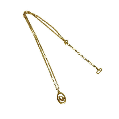 Dior Christian Logo Motif Chain Necklace Pendant Gold — view 5
