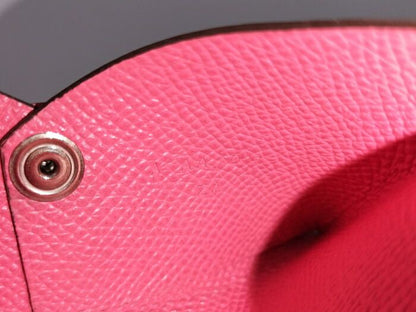 Hermes Calvi Card Case Leather Pink Stamped A