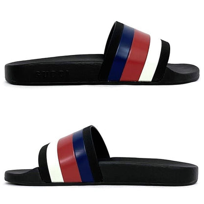 Gucci Shower Sandals Black Tricolor 308234 Never Worn