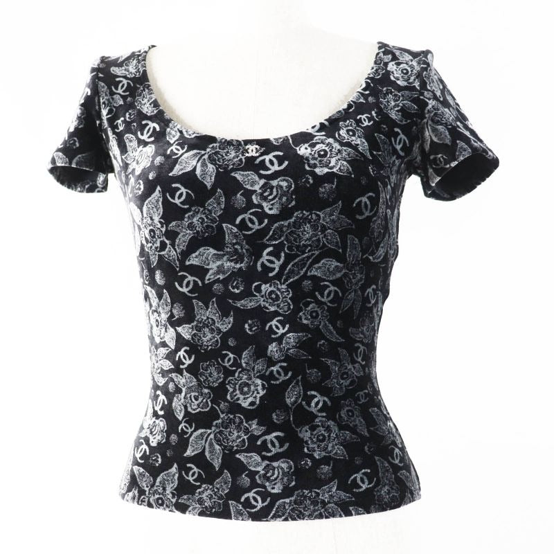 Chanel Velour With Coco All Over Beige Mark Short Sleeves Cut