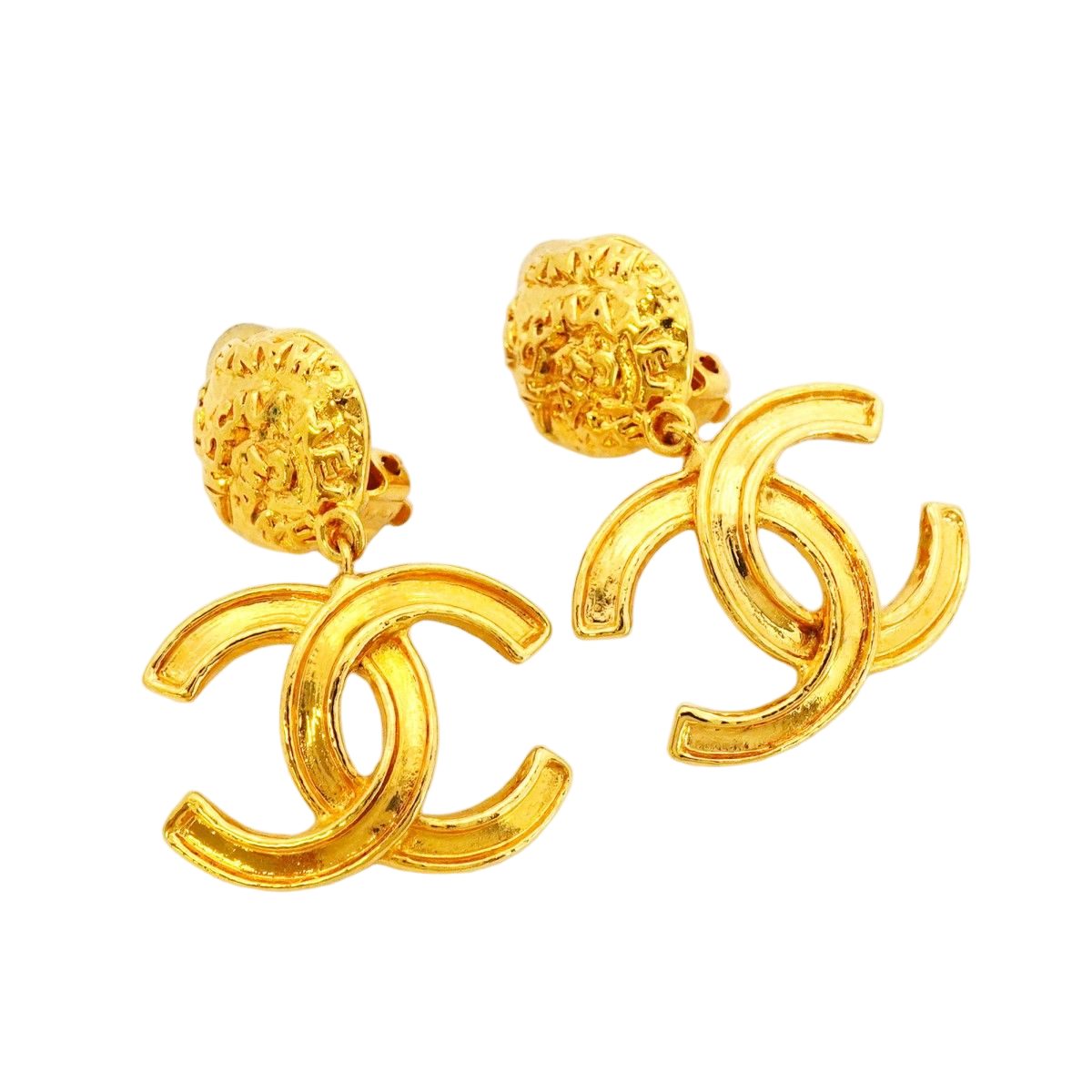 Chanel Earrings Vintage CC Logo Gold Plated — view 2