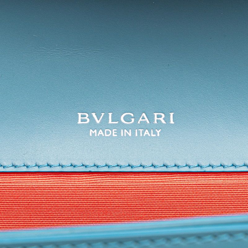 Bulgari Serpenti Chain Shoulder Bag Blue Leather Women Bvlgari