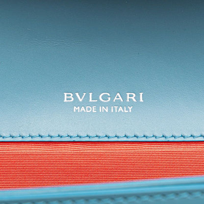 Bulgari Serpenti Chain Shoulder Bag Blue Leather Women Bvlgari
