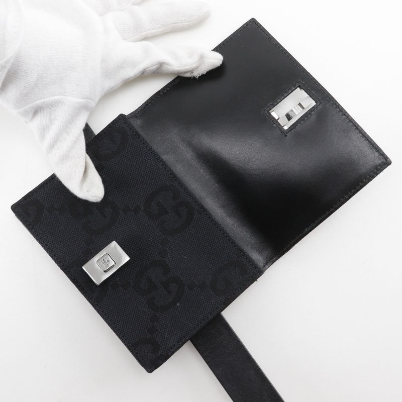 Gucci Jackie Line Belt Bag GG Canvas Black Women's Waist Bag