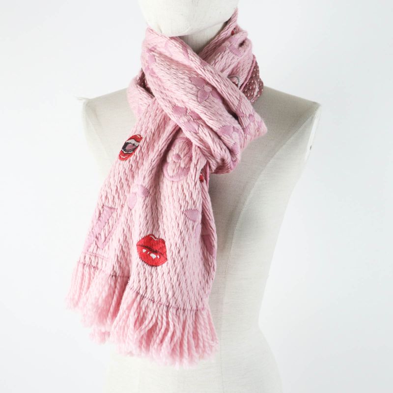 Louis Vuitton M76178 Echarpe Logomania Arafolie Wool Silk Rose