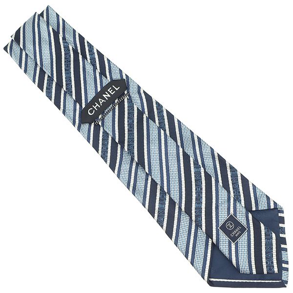 Chanel Necktie Chanel Logo 10cm (3.94in) Silk Navy Blue Navy Blue Diagonal