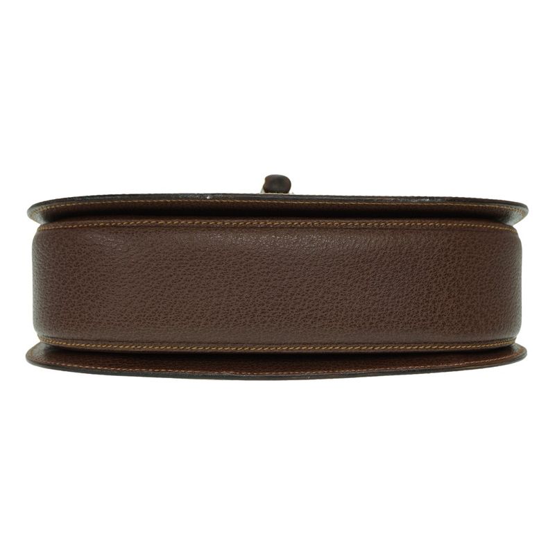 Gucci Bamboo Shoulder Handbag Leather Brown 0041 With Strap