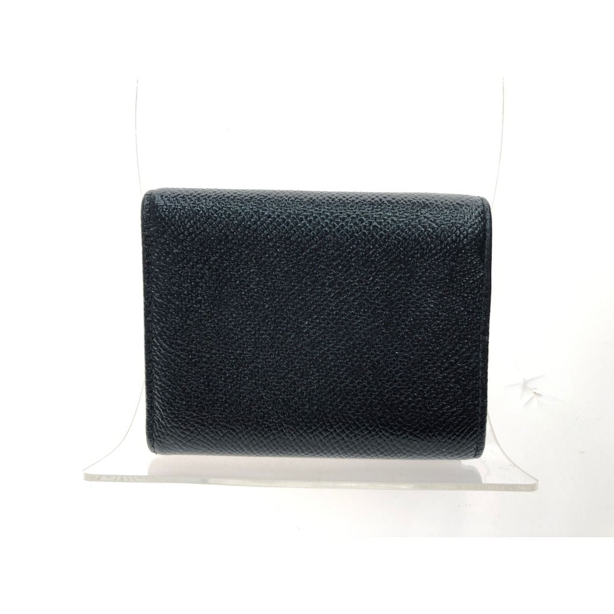 Bvlgari Women's Trifold Wallet Compact Wallet Leather Black