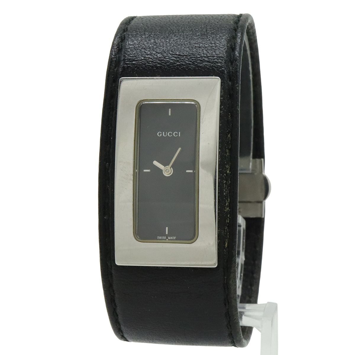 Gucci Black Dial SS Leather Quartz Watch
