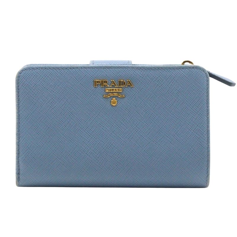 Prada Saffiano Astrale Light Blue Women's Fold Wallet