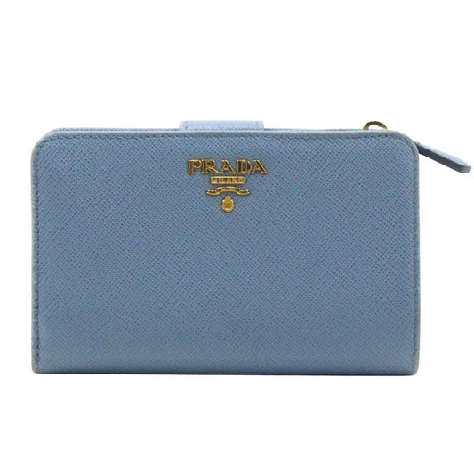 Prada Saffiano Astrale Light Blue Women's Fold Wallet