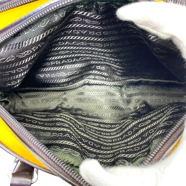 Prada Bow Ring Bag Handbag Tote Bag Handbag Logo Leather Yellow Brown