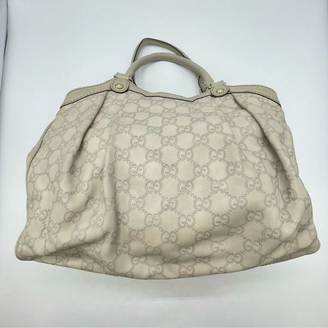 Gucci 211944 Tote Handbag Guccissima Sookie Leather White Ivory Fashion Women