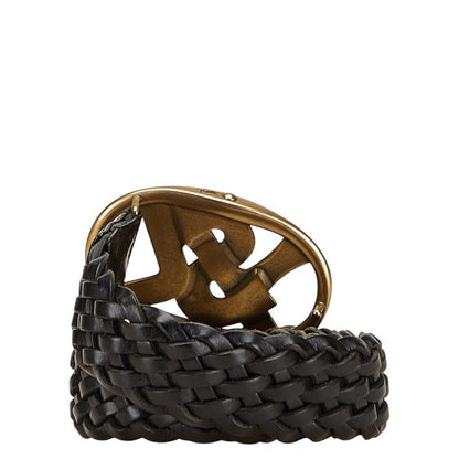 Saint Laurent YSL Logo Buckle Belt Size: 95/38 141516 Black Gold Leather Plated