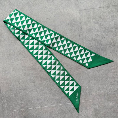 Prada 1ff008 Twill Silk Scarf Triangle Green with Box