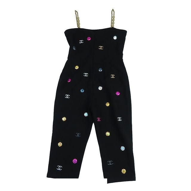Chanel Jumpsuit Black Multicolor Gold Cotton CC Logo 38 — view 2