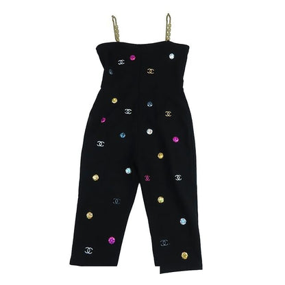 Chanel Jumpsuit Black Multicolor Gold Cotton CC Logo 38 — view 2