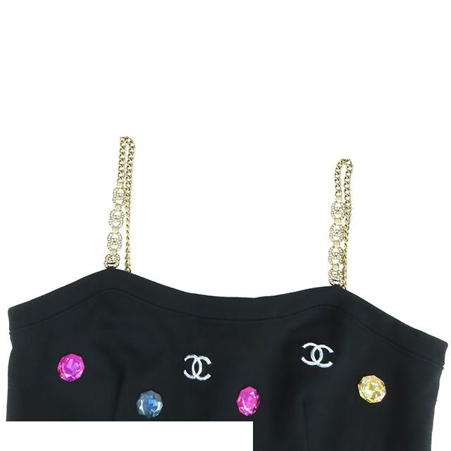 Chanel Jumpsuit Black Multicolor Gold Cotton CC Logo 38 — view 3
