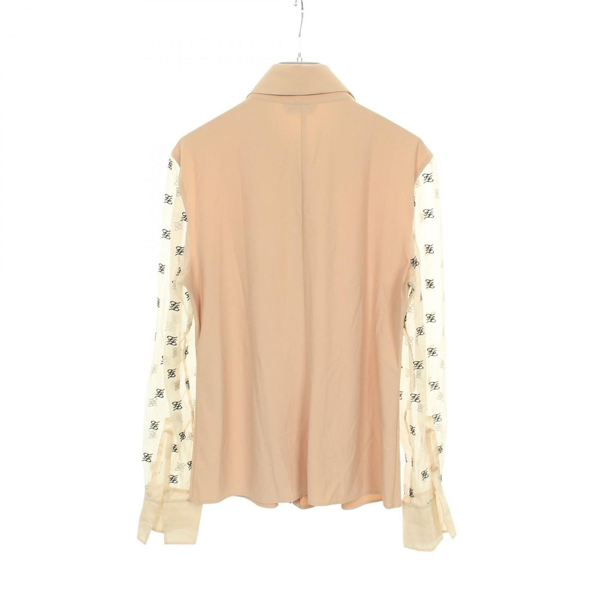 Fendi Blouse FF Letter Ring Logo Embroidery Organza Sleeve Shirt — view 2