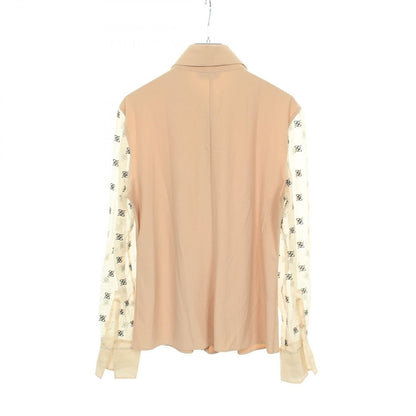 Fendi Blouse FF Letter Ring Logo Embroidery Organza Sleeve Shirt — view 2