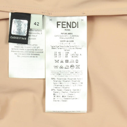 Fendi Blouse FF Letter Ring Logo Embroidery Organza Sleeve Shirt — view 5