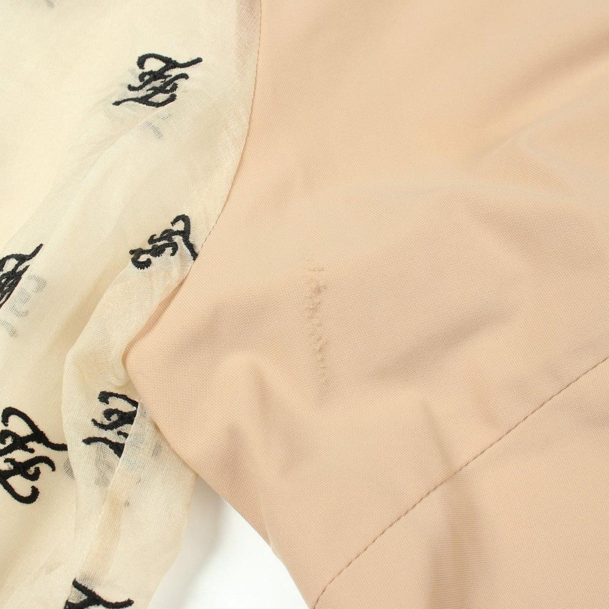Fendi Blouse FF Letter Ring Logo Embroidery Organza Sleeve Shirt — view 6