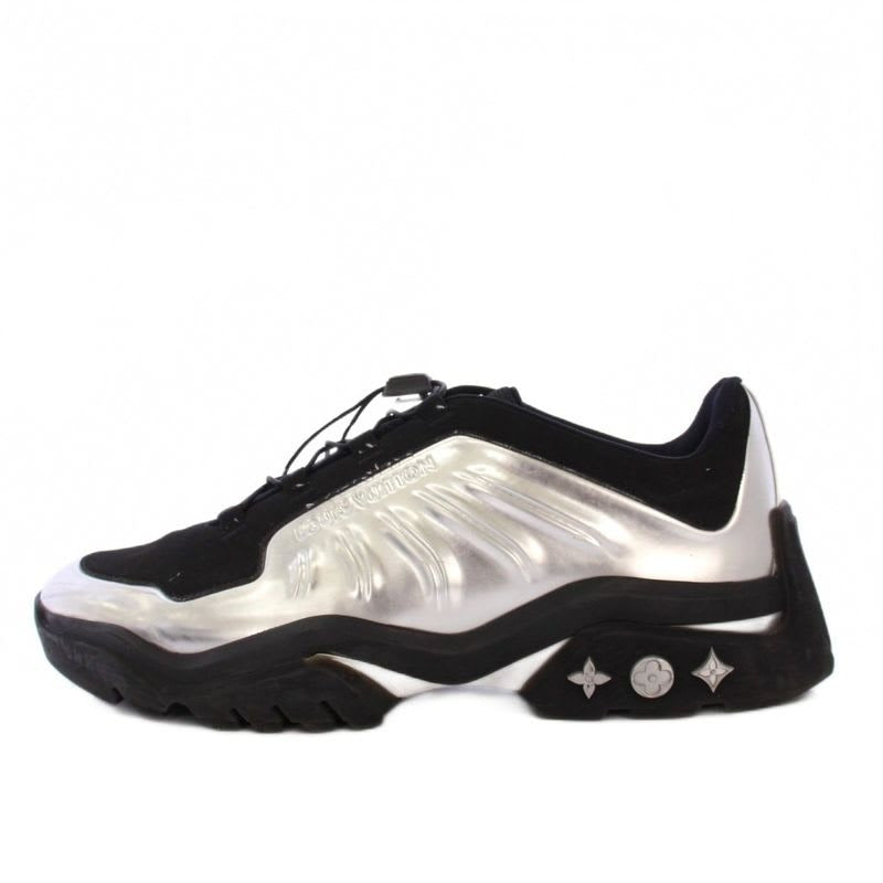 Louis Vuitton Millennium Line Sneakers 9 Silver Color Black KH