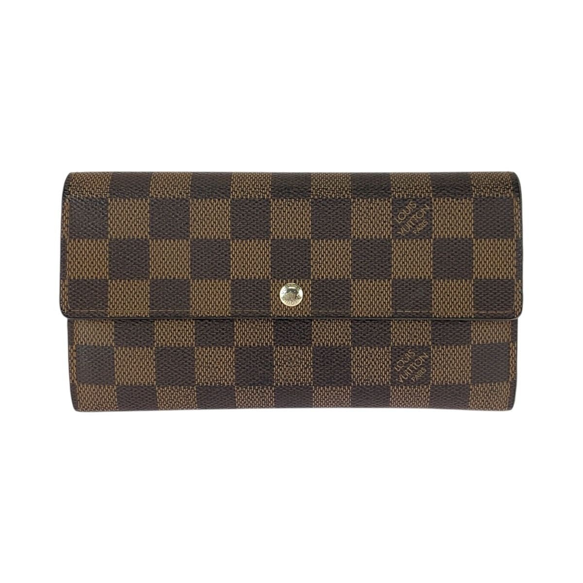 Louis Vuitton Damier Ebene Portefeuille Sarah Brown Gold