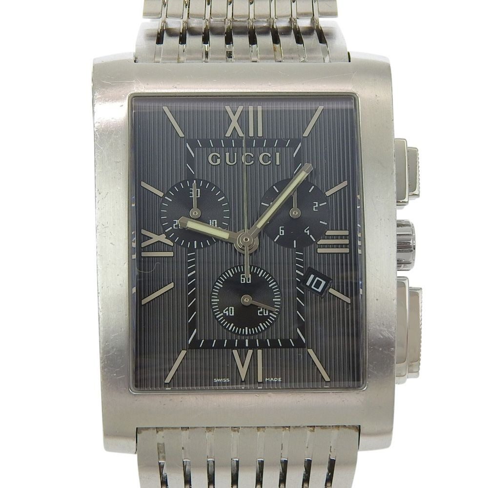 Gucci Metro Stainless Steel Quartz Chronograph Black Dial Watch