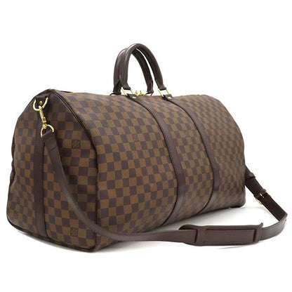 Louis Vuitton Boston Bag Keepall Bandouliere 55 Damier Canvas Damier Ebene Gold