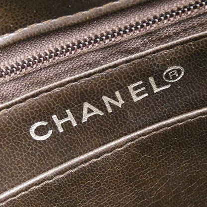 Chanel Double Chain V-stitch Lambskin Brown Shoulder Bag Gold