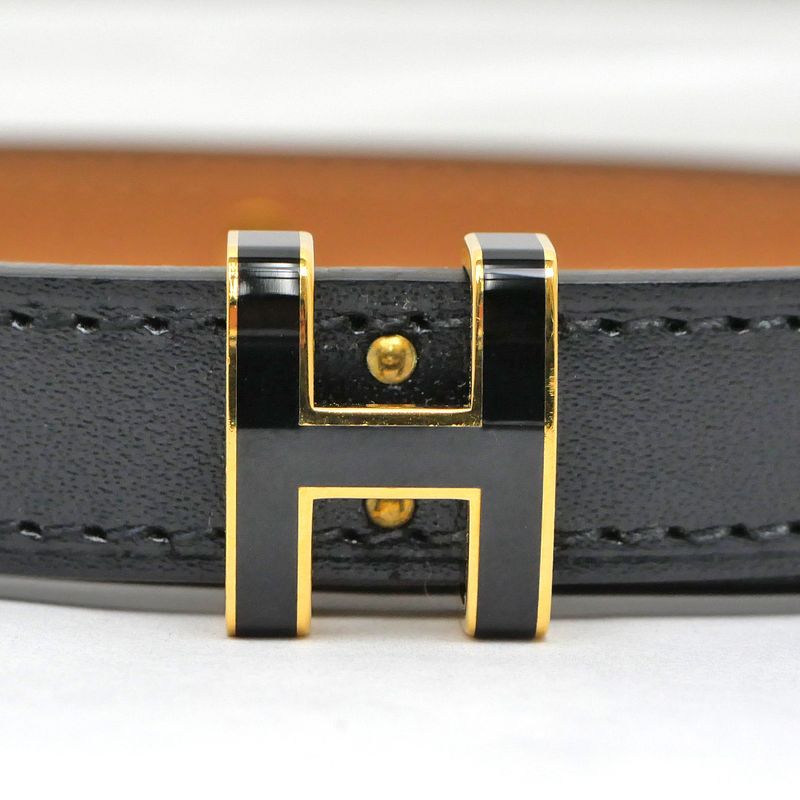 Hermes Belt Pop H Courte 15 80cm (31.50in) Black Gold Hardware B